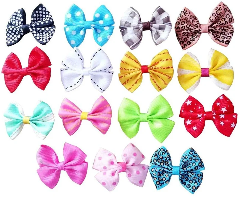 Pet perro de exposición lazos de pelo con Alligator Clips Bowknot Clips de pelo gato cachorro Yorkshire Grooming accesorios para el pelo surtido paquete de 20