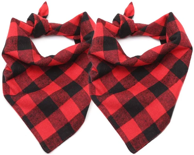 ASOCEA - Bandana reversible para perro, diseño de búfalo, para mascotas, triángulos, pañuelo de algodón, accesorios para perros pequeños y medianos, cachorros de vacaciones, feliz Año Nuevo, fiesta de cumpleaños, día de San Valentín, uso diario