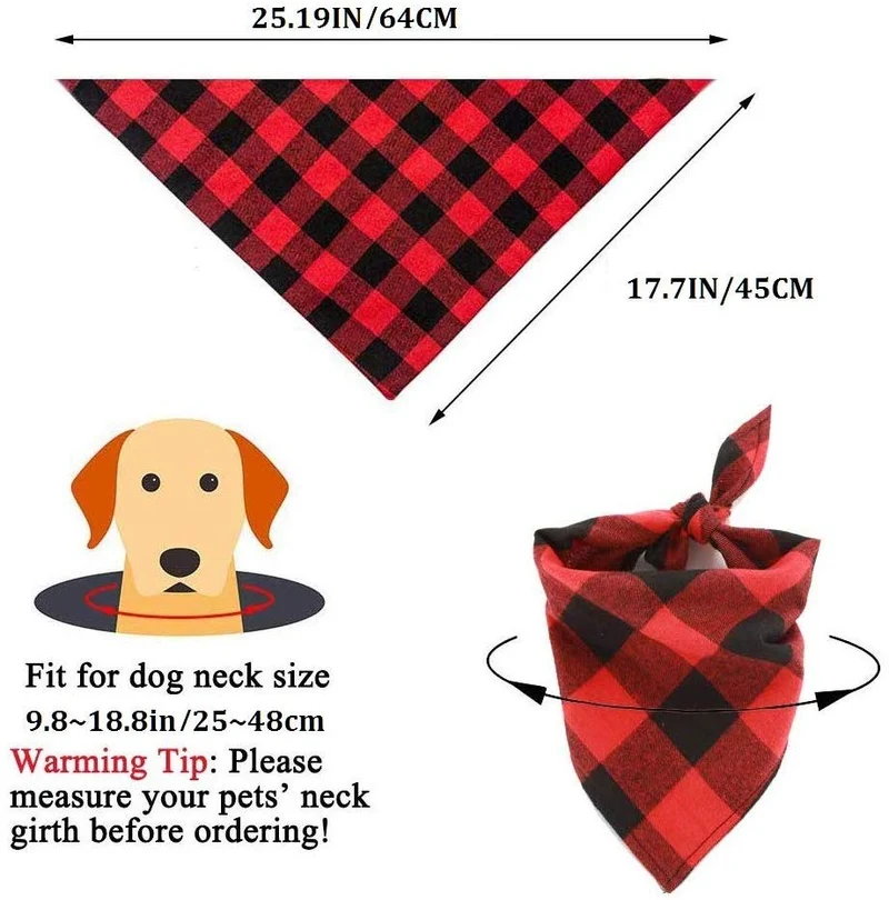 ASOCEA - Bandana reversible para perro, diseño de búfalo, para mascotas, triángulos, pañuelo de algodón, accesorios para perros pequeños y medianos, cachorros de vacaciones, feliz Año Nuevo, fiesta de cumpleaños, día de San Valentín, uso diario