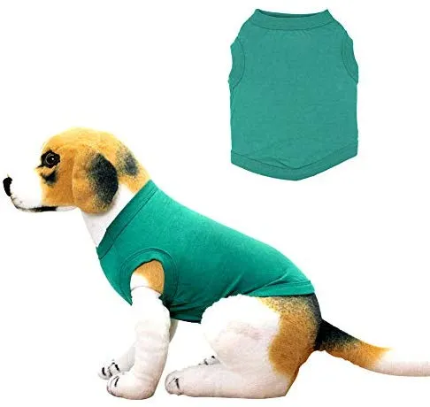 YAODHAOD camisetas de color sólido para perro, ropa de algodón, suave y transpirable, camisas para perro, ropa para perros pequeños, extra pequeños, medianos y gatos, 4 unidades