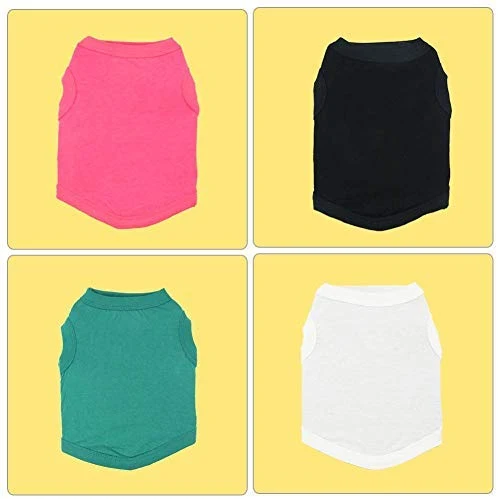 YAODHAOD camisetas de color sólido para perro, ropa de algodón, suave y transpirable, camisas para perro, ropa para perros pequeños, extra pequeños, medianos y gatos, 4 unidades