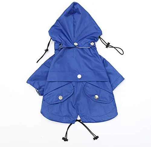 Morezi - Chubasquero para perro con cremallera y botones reflectantes, resistente a la lluvia y al agua, cordón ajustable, capucha extraíble, elegante chubasquero para perro, tallas XS a XXL