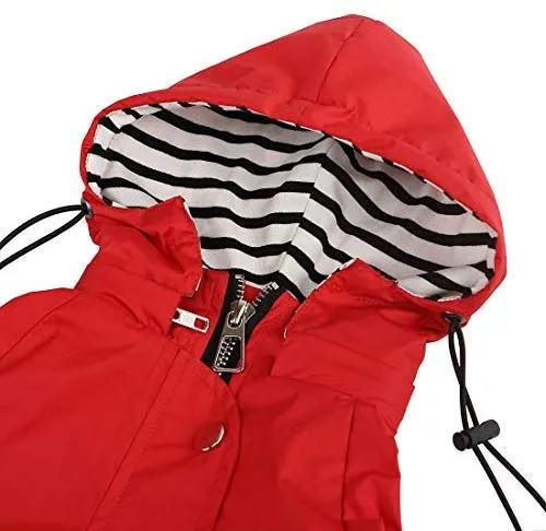Morezi - Chubasquero para perro con cremallera y botones reflectantes, resistente a la lluvia y al agua, cordón ajustable, capucha extraíble, elegante chubasquero para perro, tallas XS a XXL