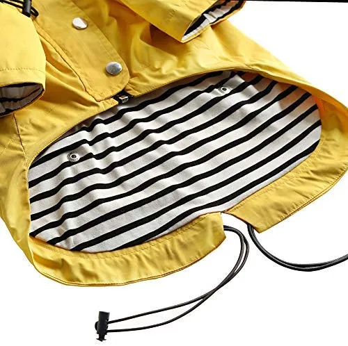 Morezi - Chubasquero para perro con cremallera y botones reflectantes, resistente a la lluvia y al agua, cordón ajustable, capucha extraíble, elegante chubasquero para perro, tallas XS a XXL