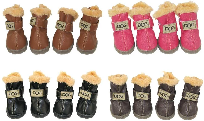 Botas antideslizantes para perros, envío desde Estados Unidos, zapatos calientes para el invierno, antideslizantes, protectores de patas, set de 4 piezas con un anillo de pelo