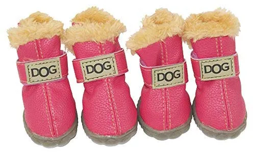 Botas antideslizantes para perros, envío desde Estados Unidos, zapatos calientes para el invierno, antideslizantes, protectores de patas, set de 4 piezas con un anillo de pelo