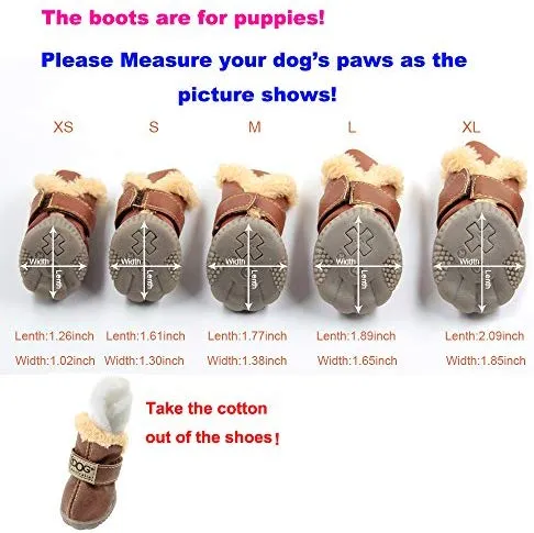 Botas antideslizantes para perros, envío desde Estados Unidos, zapatos calientes para el invierno, antideslizantes, protectores de patas, set de 4 piezas con un anillo de pelo