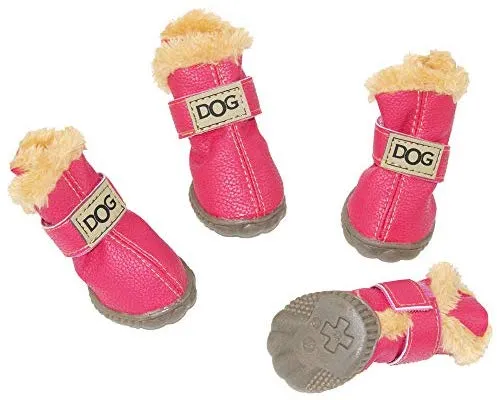 Botas antideslizantes para perros, envío desde Estados Unidos, zapatos calientes para el invierno, antideslizantes, protectores de patas, set de 4 piezas con un anillo de pelo
