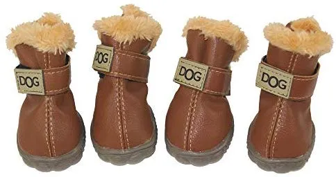 Botas antideslizantes para perros, envío desde Estados Unidos, zapatos calientes para el invierno, antideslizantes, protectores de patas, set de 4 piezas con un anillo de pelo