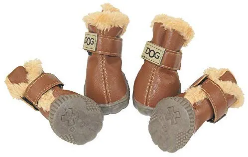 Botas antideslizantes para perros, envío desde Estados Unidos, zapatos calientes para el invierno, antideslizantes, protectores de patas, set de 4 piezas con un anillo de pelo
