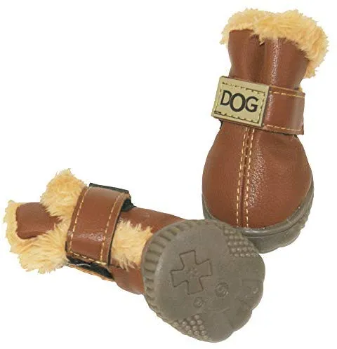 Botas antideslizantes para perros, envío desde Estados Unidos, zapatos calientes para el invierno, antideslizantes, protectores de patas, set de 4 piezas con un anillo de pelo