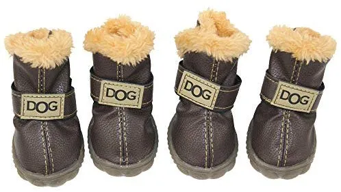 Botas antideslizantes para perros, envío desde Estados Unidos, zapatos calientes para el invierno, antideslizantes, protectores de patas, set de 4 piezas con un anillo de pelo
