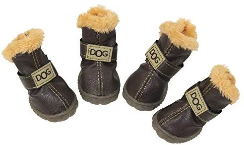 Botas antideslizantes para perros, envío desde Estados Unidos, zapatos calientes para el invierno, antideslizantes, protectores de patas, set de 4 piezas con un anillo de pelo