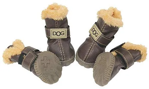 Botas antideslizantes para perros, envío desde Estados Unidos, zapatos calientes para el invierno, antideslizantes, protectores de patas, set de 4 piezas con un anillo de pelo