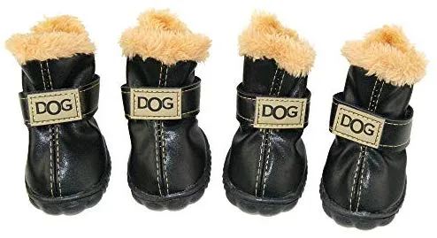 Botas antideslizantes para perros, envío desde Estados Unidos, zapatos calientes para el invierno, antideslizantes, protectores de patas, set de 4 piezas con un anillo de pelo