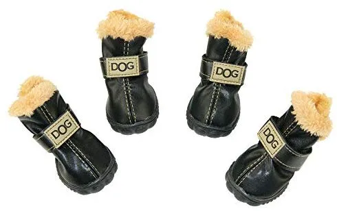 Botas antideslizantes para perros, envío desde Estados Unidos, zapatos calientes para el invierno, antideslizantes, protectores de patas, set de 4 piezas con un anillo de pelo