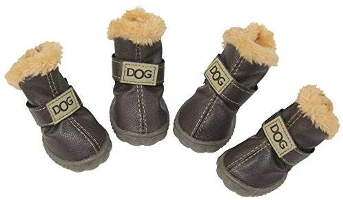 Botas antideslizantes para perros, envío desde Estados Unidos, zapatos calientes para el invierno, antideslizantes, protectores de patas, set de 4 piezas con un anillo de pelo