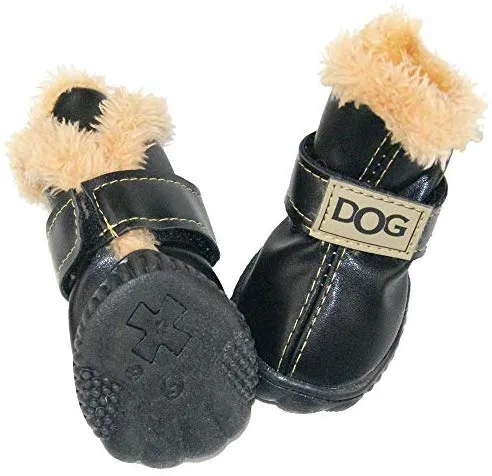 Botas antideslizantes para perros, envío desde Estados Unidos, zapatos calientes para el invierno, antideslizantes, protectores de patas, set de 4 piezas con un anillo de pelo