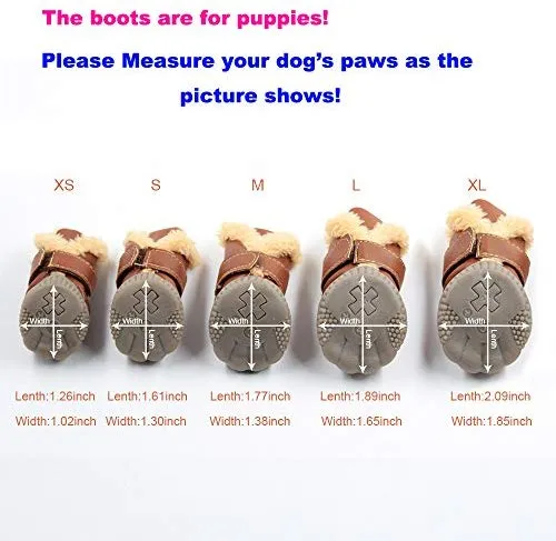 Botas antideslizantes para perros, envío desde Estados Unidos, zapatos calientes para el invierno, antideslizantes, protectores de patas, set de 4 piezas con un anillo de pelo