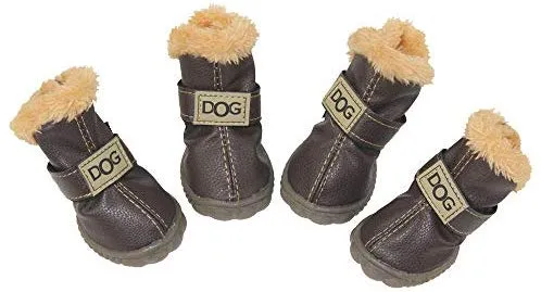 Botas antideslizantes para perros, envío desde Estados Unidos, zapatos calientes para el invierno, antideslizantes, protectores de patas, set de 4 piezas con un anillo de pelo