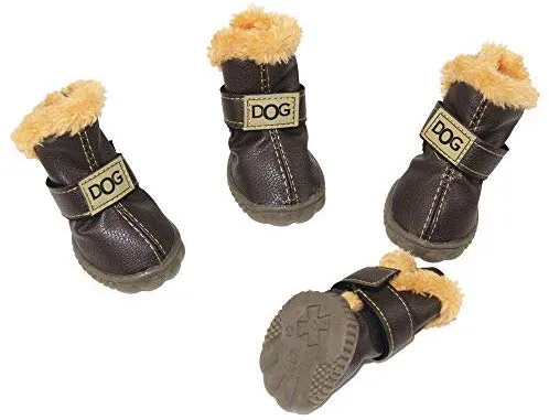 Botas antideslizantes para perros, envío desde Estados Unidos, zapatos calientes para el invierno, antideslizantes, protectores de patas, set de 4 piezas con un anillo de pelo