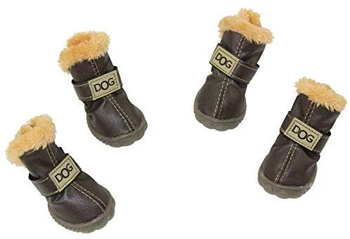 Botas antideslizantes para perros, envío desde Estados Unidos, zapatos calientes para el invierno, antideslizantes, protectores de patas, set de 4 piezas con un anillo de pelo