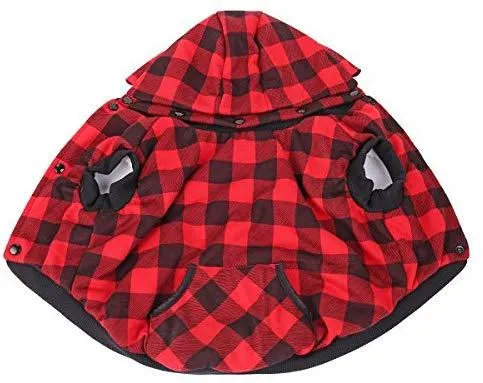 Abrigo Pawz Road para perro con diseño de cuadros y capucha para invierno, cálido y suave, para perros medianos y grandes
