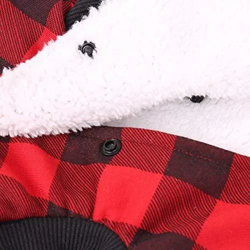 Abrigo Pawz Road para perro con diseño de cuadros y capucha para invierno, cálido y suave, para perros medianos y grandes