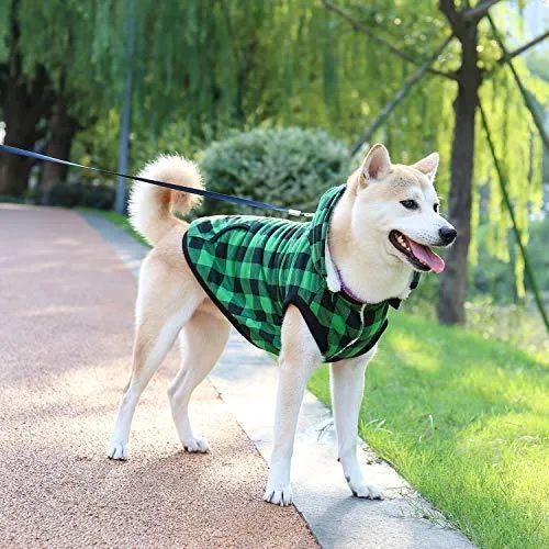 Abrigo Pawz Road para perro con diseño de cuadros y capucha para invierno, cálido y suave, para perros medianos y grandes