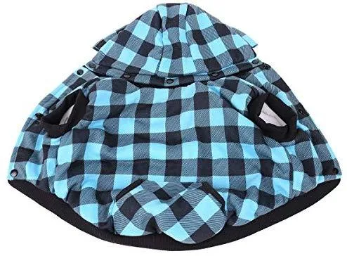 Abrigo Pawz Road para perro con diseño de cuadros y capucha para invierno, cálido y suave, para perros medianos y grandes