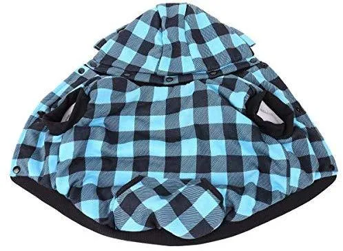 Abrigo Pawz Road para perro con diseño de cuadros y capucha para invierno, cálido y suave, para perros medianos y grandes