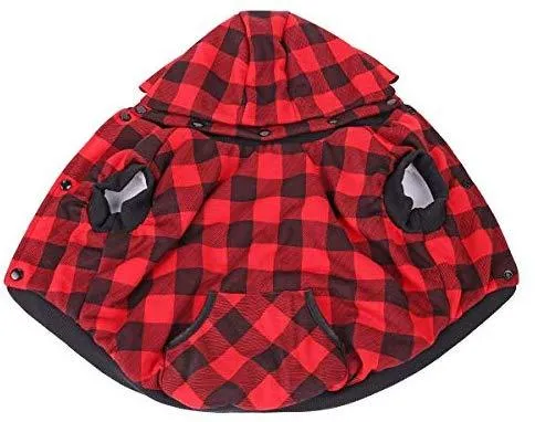 Abrigo Pawz Road para perro con diseño de cuadros y capucha para invierno, cálido y suave, para perros medianos y grandes