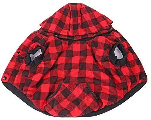 Abrigo Pawz Road para perro con diseño de cuadros y capucha para invierno, cálido y suave, para perros medianos y grandes