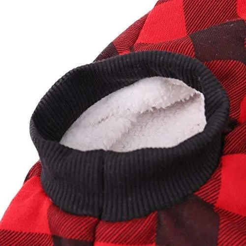 Abrigo Pawz Road para perro con diseño de cuadros y capucha para invierno, cálido y suave, para perros medianos y grandes
