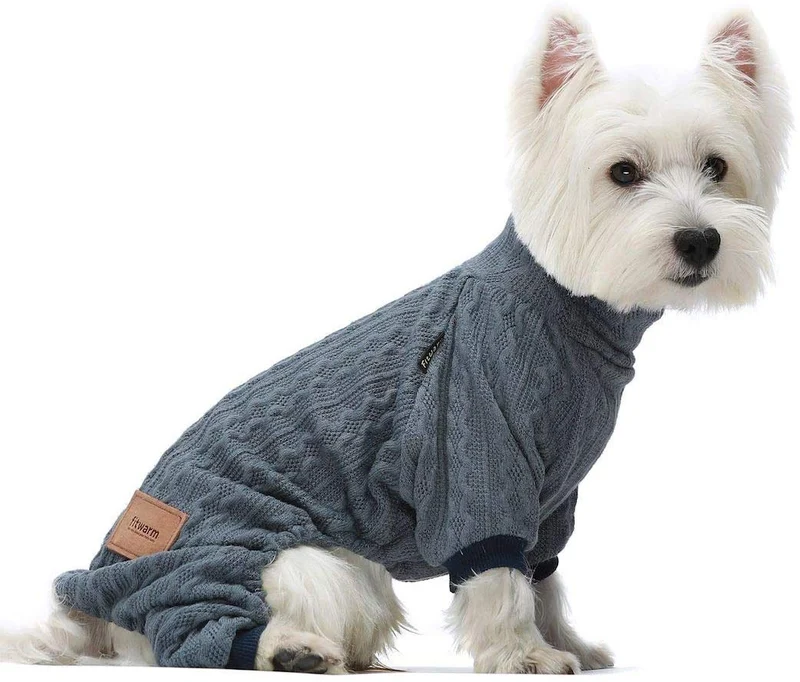 Fitwarm suéteres de cuello alto para perro, ropa de invierno para mascotas, abrigos para gatos, ropa azul