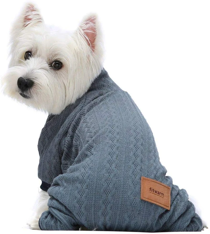 Fitwarm suéteres de cuello alto para perro, ropa de invierno para mascotas, abrigos para gatos, ropa azul