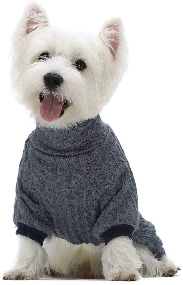 Fitwarm suéteres de cuello alto para perro, ropa de invierno para mascotas, abrigos para gatos, ropa azul