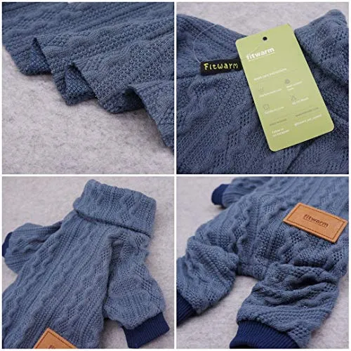 Fitwarm suéteres de cuello alto para perro, ropa de invierno para mascotas, abrigos para gatos, ropa azul