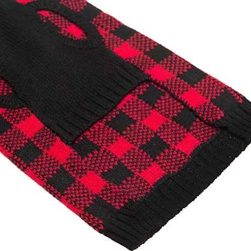 PUPTECK suéter de perro a cuadros estilo mascota gato invierno ropa de punto caliente
