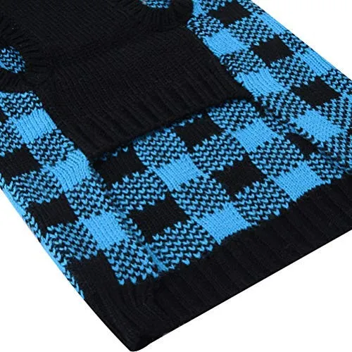 PUPTECK suéter de perro a cuadros estilo mascota gato invierno ropa de punto caliente