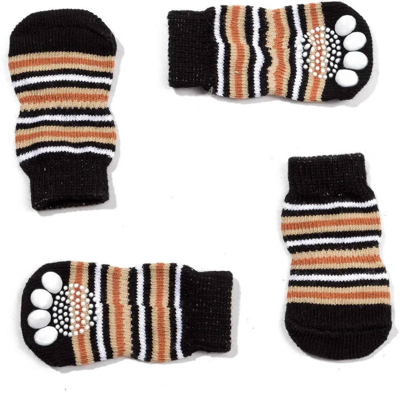 Harfkoko - Calcetines de punto antideslizante para perros y gatos con refuerzo de goma, protector de huella de perro antideslizante y protector de huella de gato para uso en interiores, apto para perros y gatos pequeños y medianos y grandes