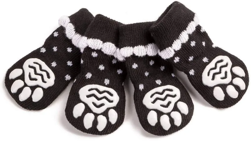 Harfkoko - Calcetines de punto antideslizante para perros y gatos con refuerzo de goma, protector de huella de perro antideslizante y protector de huella de gato para uso en interiores, apto para perros y gatos pequeños y medianos y grandes