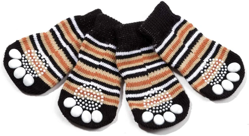 Harfkoko - Calcetines de punto antideslizante para perros y gatos con refuerzo de goma, protector de huella de perro antideslizante y protector de huella de gato para uso en interiores, apto para perros y gatos pequeños y medianos y grandes