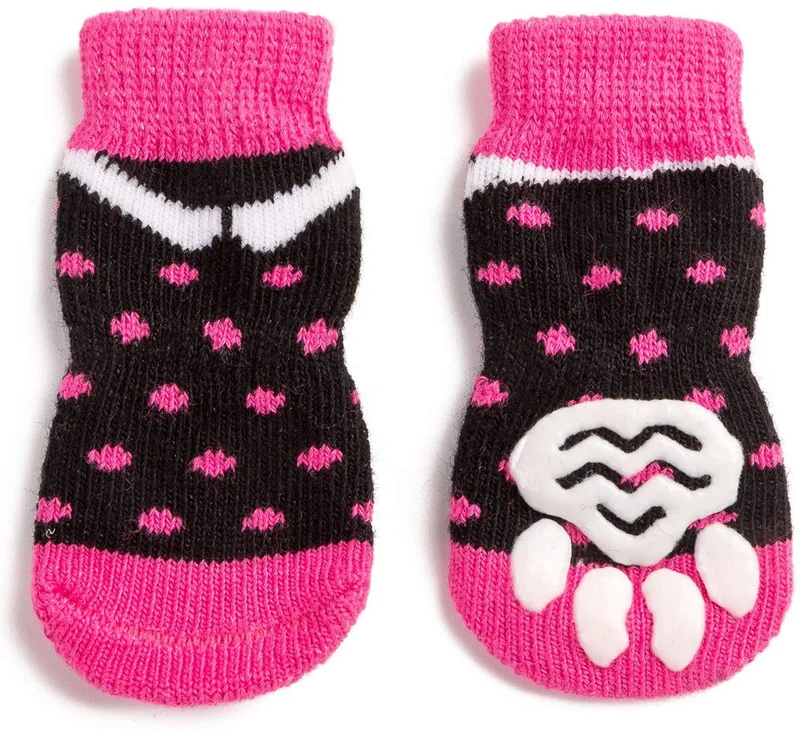 Harfkoko - Calcetines de punto antideslizante para perros y gatos con refuerzo de goma, protector de huella de perro antideslizante y protector de huella de gato para uso en interiores, apto para perros y gatos pequeños y medianos y grandes