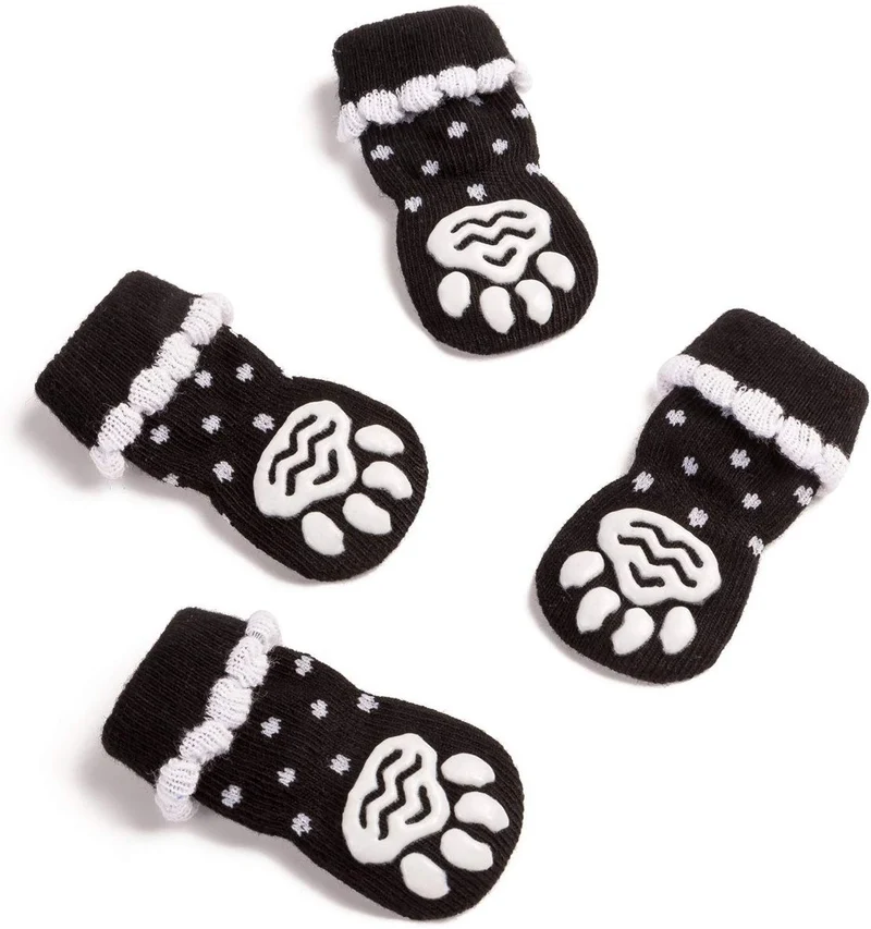 Harfkoko - Calcetines de punto antideslizante para perros y gatos con refuerzo de goma, protector de huella de perro antideslizante y protector de huella de gato para uso en interiores, apto para perros y gatos pequeños y medianos y grandes