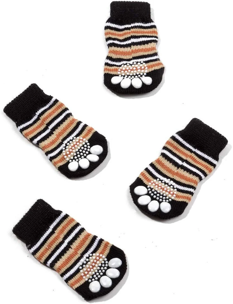 Harfkoko - Calcetines de punto antideslizante para perros y gatos con refuerzo de goma, protector de huella de perro antideslizante y protector de huella de gato para uso en interiores, apto para perros y gatos pequeños y medianos y grandes