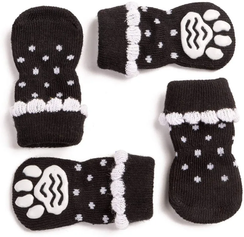 Harfkoko - Calcetines de punto antideslizante para perros y gatos con refuerzo de goma, protector de huella de perro antideslizante y protector de huella de gato para uso en interiores, apto para perros y gatos pequeños y medianos y grandes