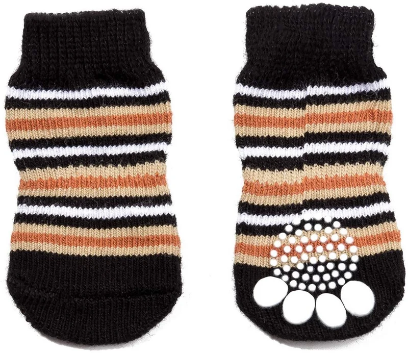 Harfkoko - Calcetines de punto antideslizante para perros y gatos con refuerzo de goma, protector de huella de perro antideslizante y protector de huella de gato para uso en interiores, apto para perros y gatos pequeños y medianos y grandes
