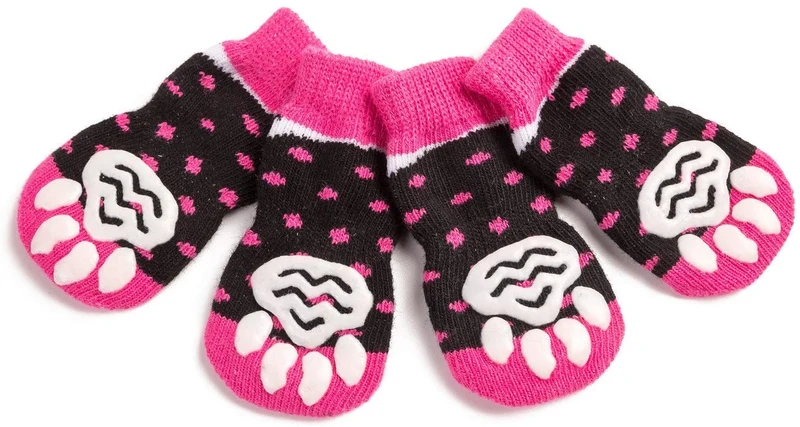 Harfkoko - Calcetines de punto antideslizante para perros y gatos con refuerzo de goma, protector de huella de perro antideslizante y protector de huella de gato para uso en interiores, apto para perros y gatos pequeños y medianos y grandes