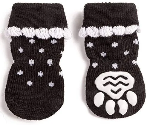 Harfkoko - Calcetines de punto antideslizante para perros y gatos con refuerzo de goma, protector de huella de perro antideslizante y protector de huella de gato para uso en interiores, apto para perros y gatos pequeños y medianos y grandes